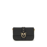 PINKO Black Calf Leather Bos Taurus Shoulder Bag